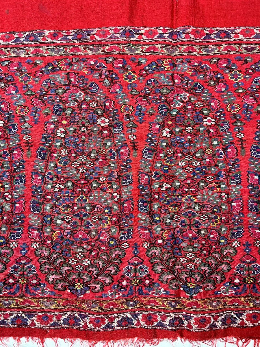 Châle des Indes Espoliné au point de tapisserie- Compagnie des Indes Fin XVIIIe siècle-photo-1