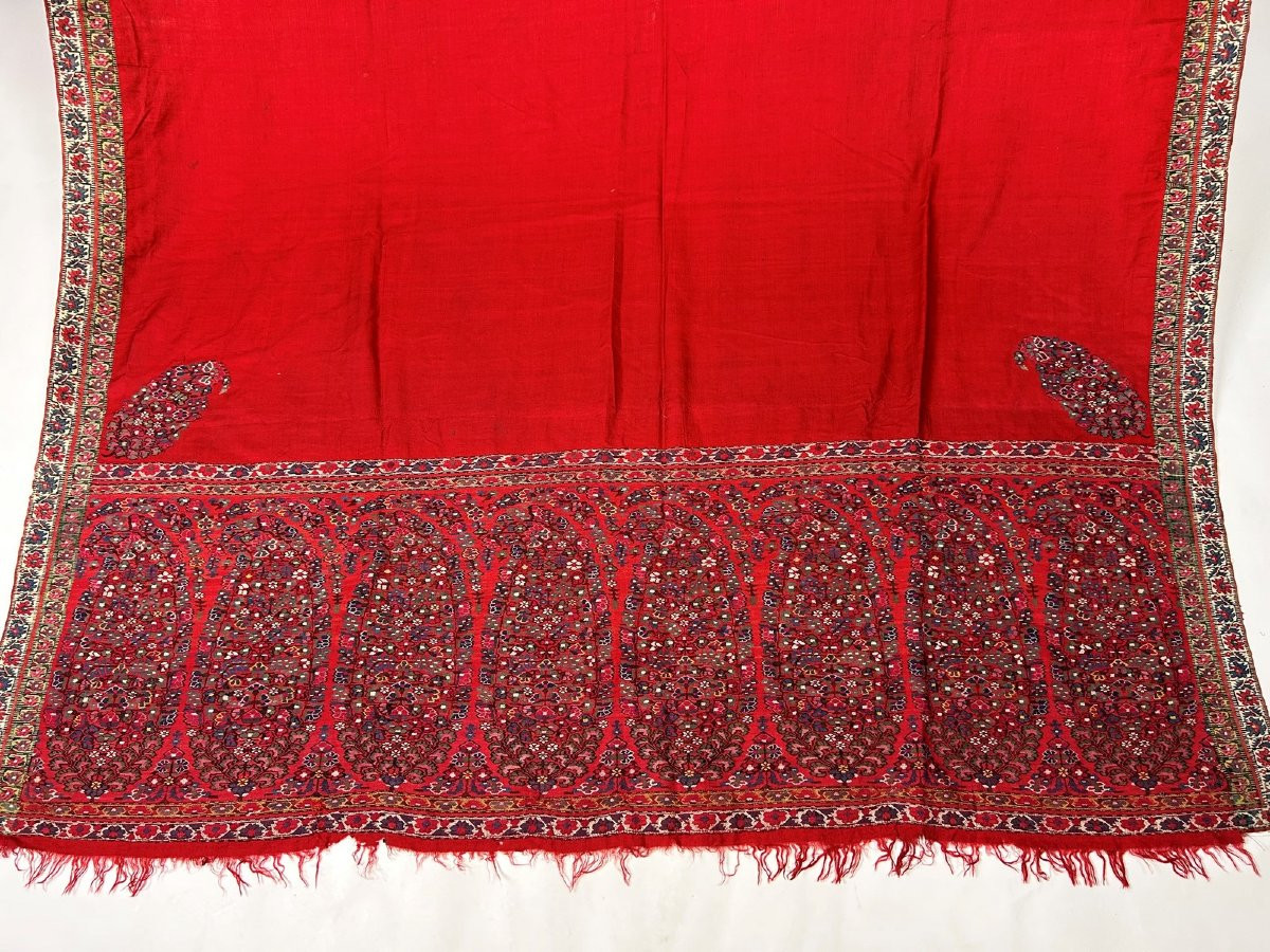 Châle des Indes Espoliné au point de tapisserie- Compagnie des Indes Fin XVIIIe siècle-photo-2