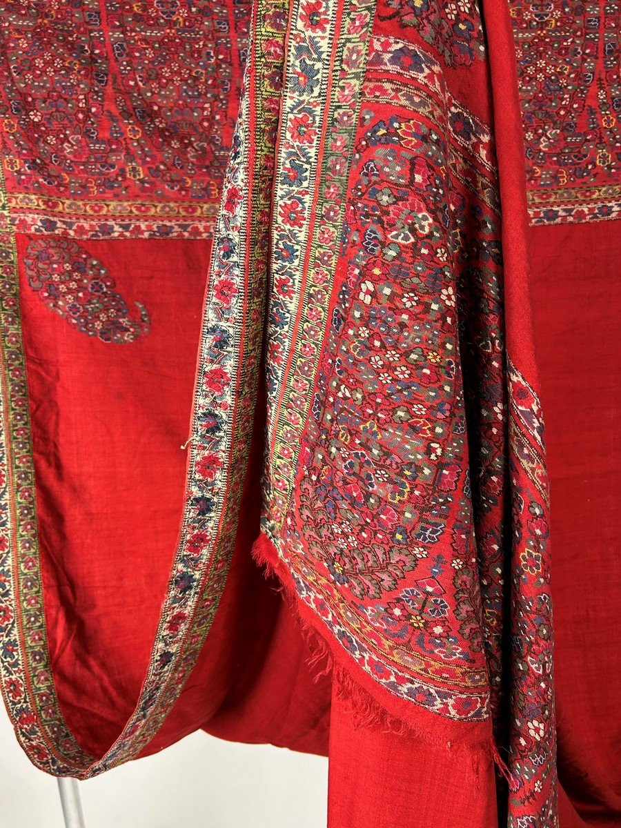 Châle des Indes Espoliné au point de tapisserie- Compagnie des Indes Fin XVIIIe siècle-photo-5