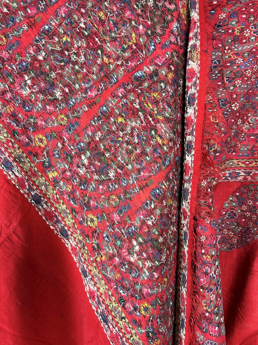 Châle des Indes Espoliné au point de tapisserie- Compagnie des Indes Fin XVIIIe siècle-photo-6