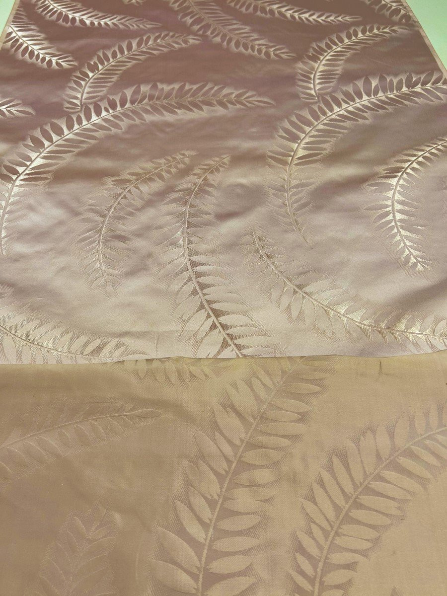 Length Of Art Nouveau Damask Satin With Ferns - France Circa 1895-1910-photo-7