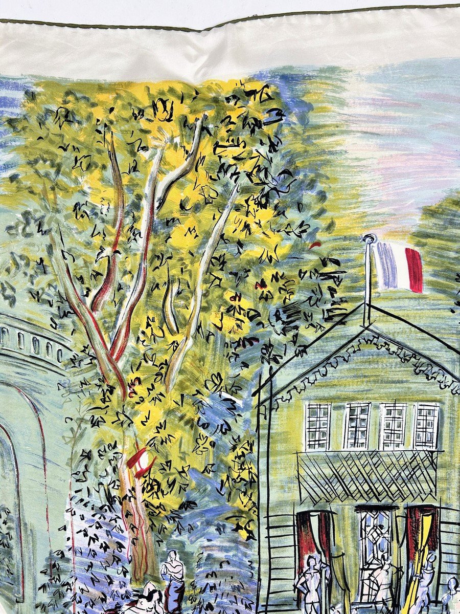 Raoul Dufy Silk Twill Scarf After "le Canotage" 1935 - France Circa 1950-1960-photo-4
