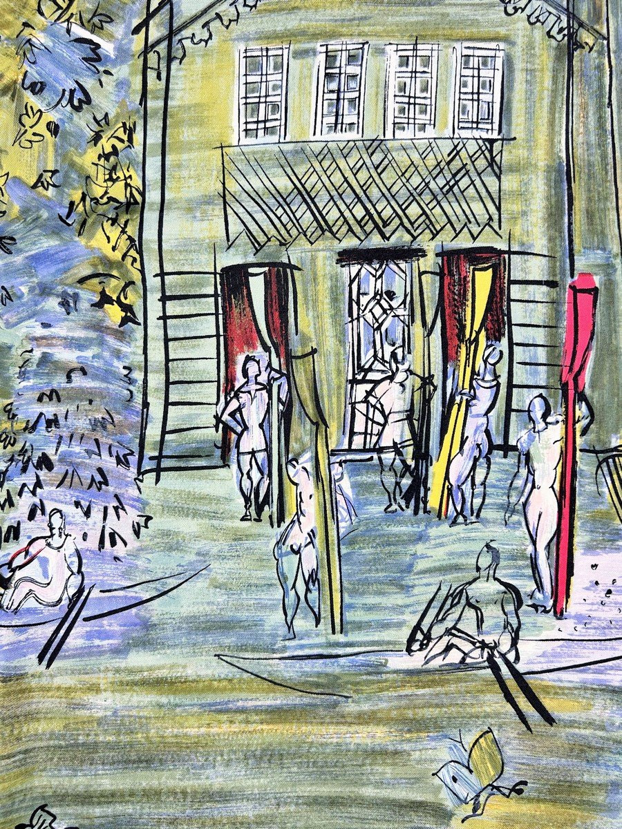 Raoul Dufy Silk Twill Scarf After "le Canotage" 1935 - France Circa 1950-1960-photo-7