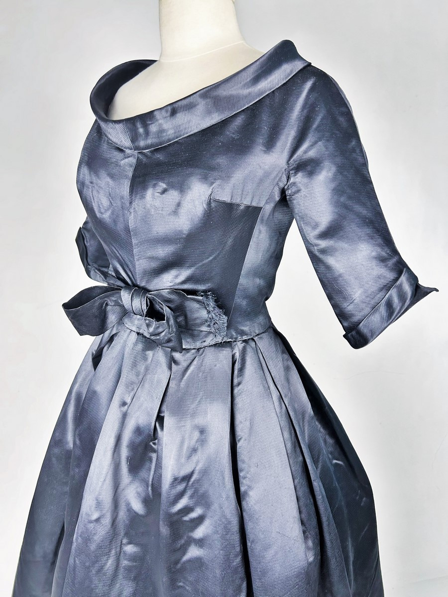 A Black Silk Cocktail Dress By Christian Dior Hc - Fuseau Line Autumn Winter 1957-1958
