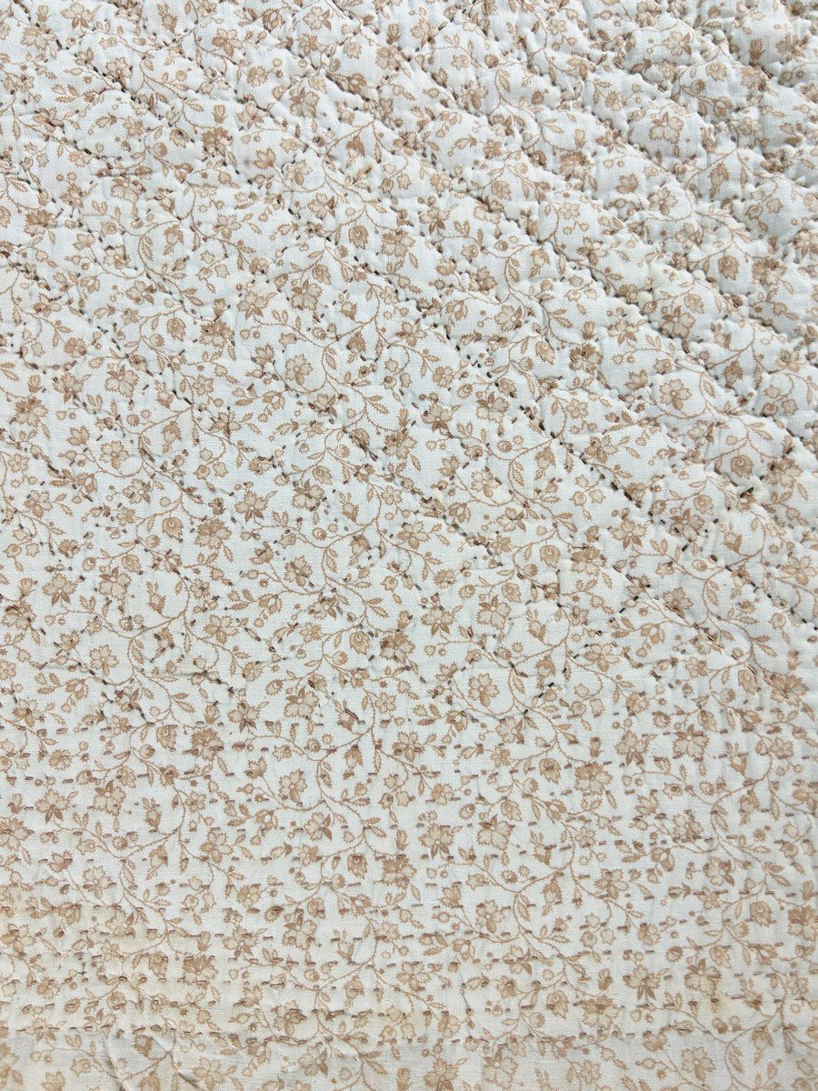 Quilted Skirt In Striped Red And Lapis Blue Indian Fabric - Provence, Circa 1870-photo-8