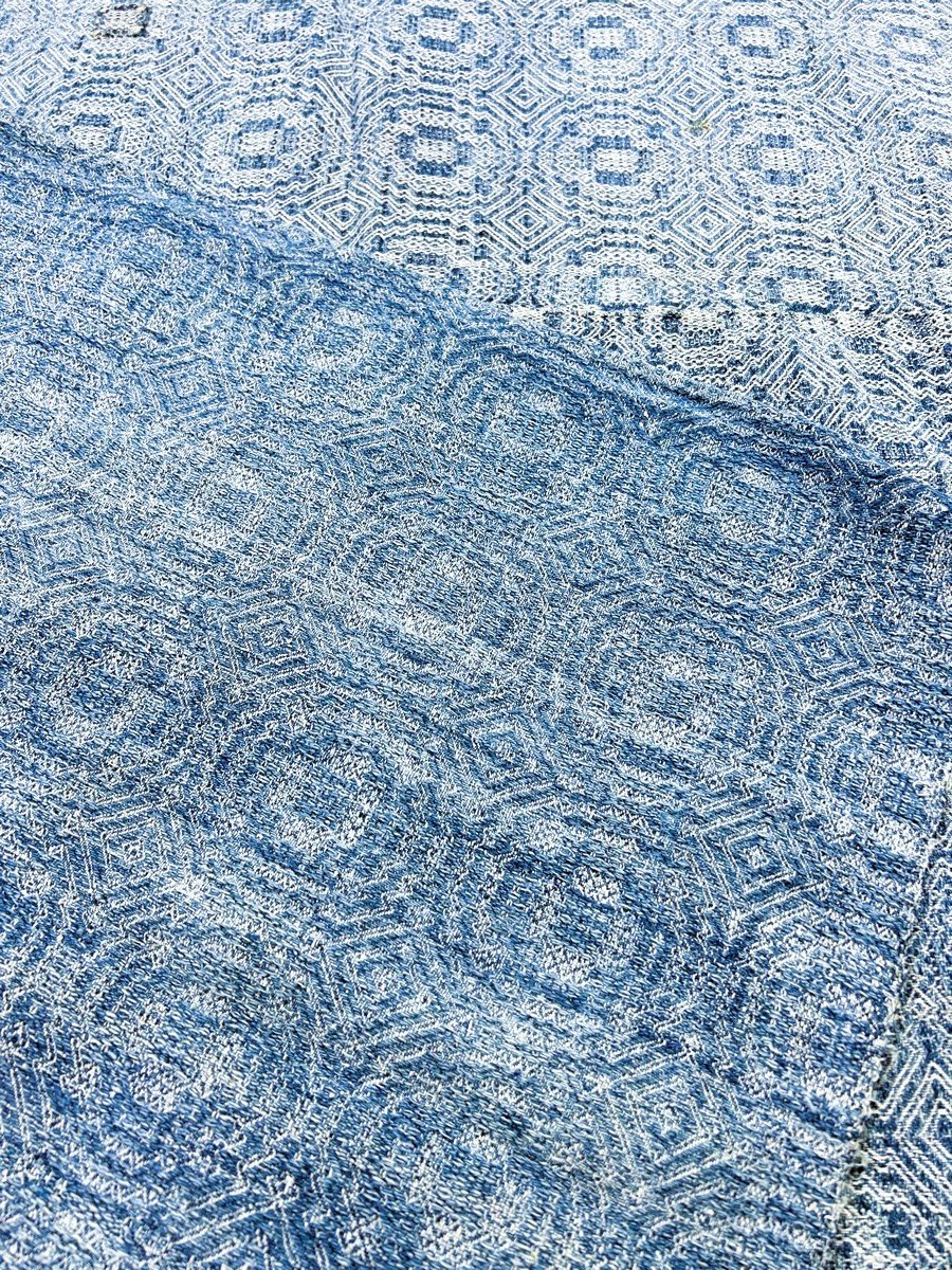 An Indigo Woven Fabric With A Chevron Pattern - Germany (?) 17th Or 18th Century-photo-5