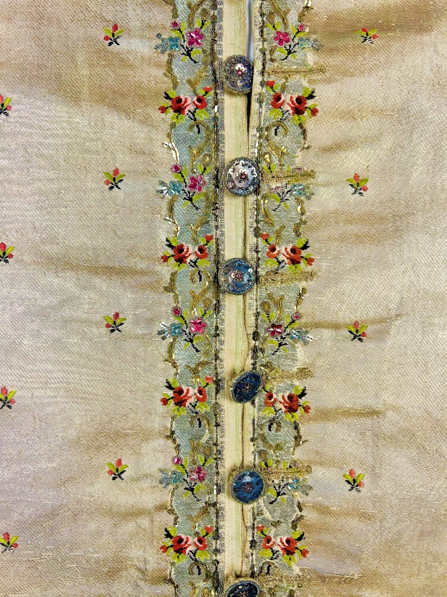 Court Waistcoat Front In Gold And Silver Cloth, Embroidered With Bullion And Tinsel, France, C. 1750-photo-2