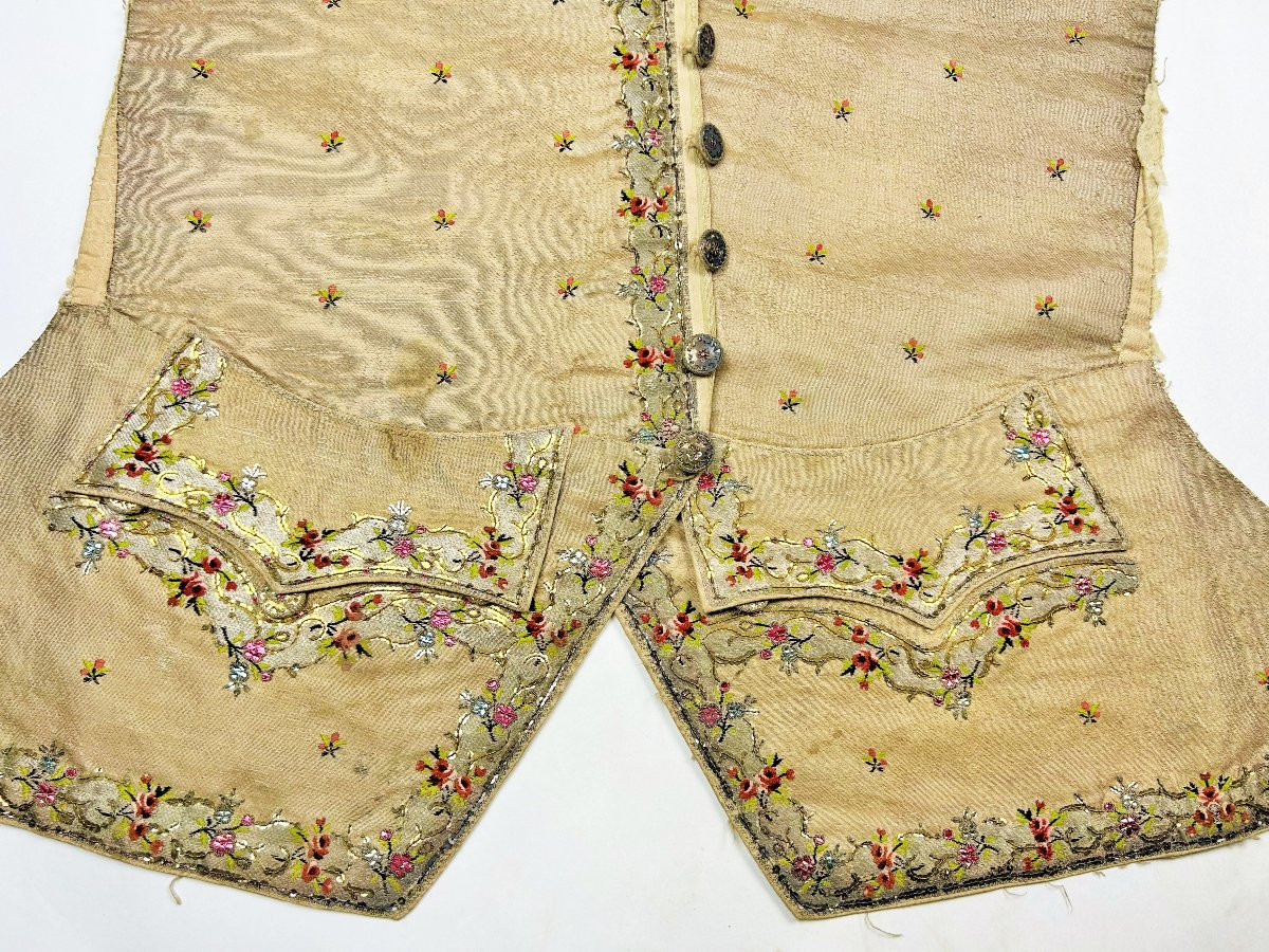 Court Waistcoat Front In Gold And Silver Cloth, Embroidered With Bullion And Tinsel, France, C. 1750-photo-6