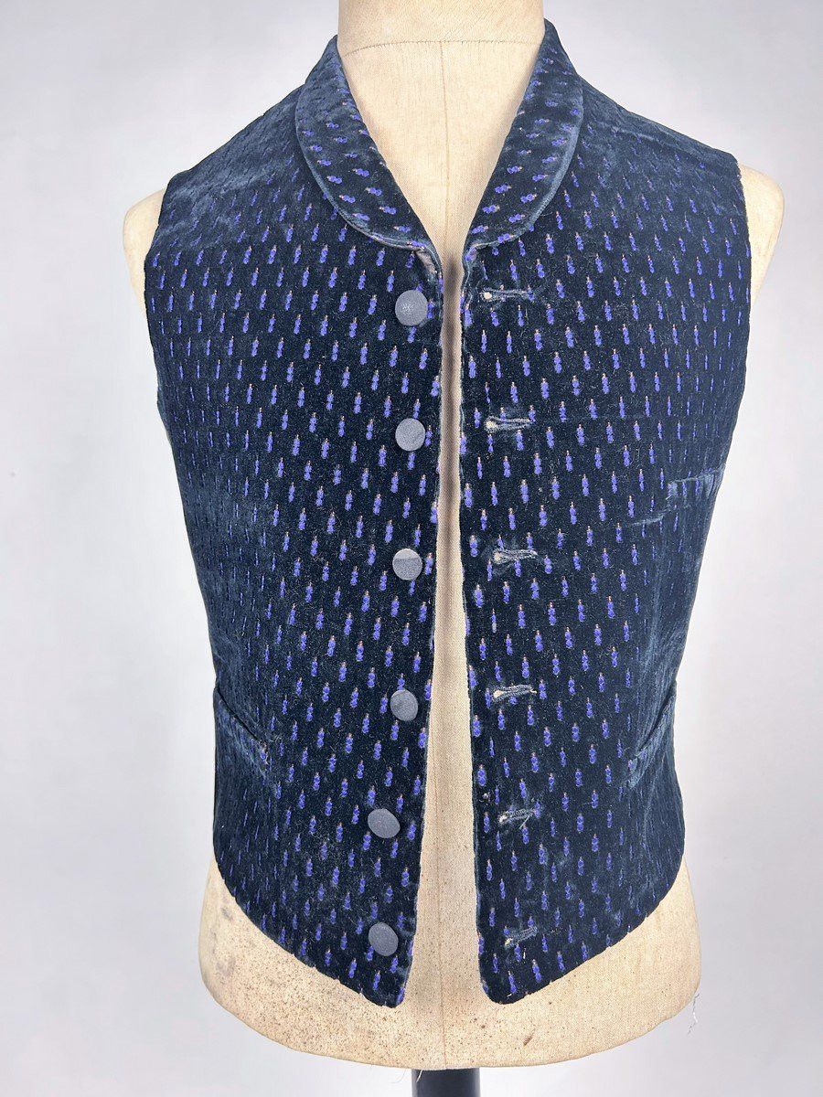 Miniature Brocaded Velvet Waistcoat Of An Elegant Man - France, Provence, Circa 1870-1890-photo-2