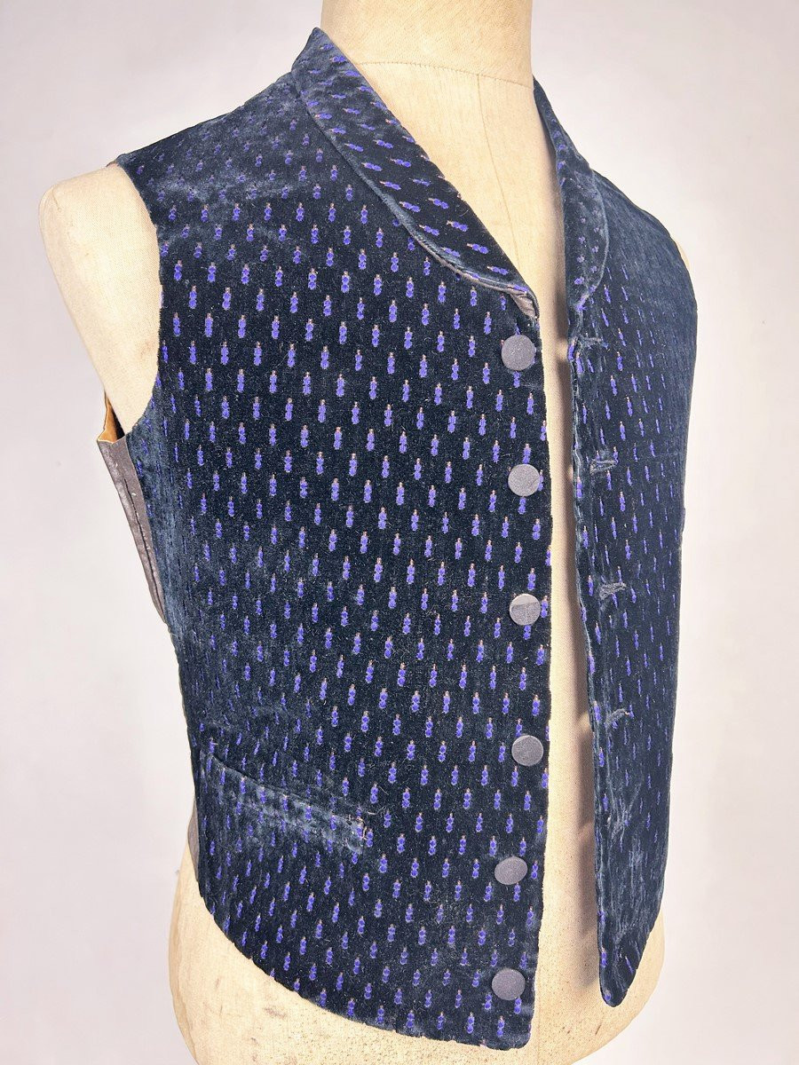 Miniature Brocaded Velvet Waistcoat Of An Elegant Man - France, Provence, Circa 1870-1890-photo-3