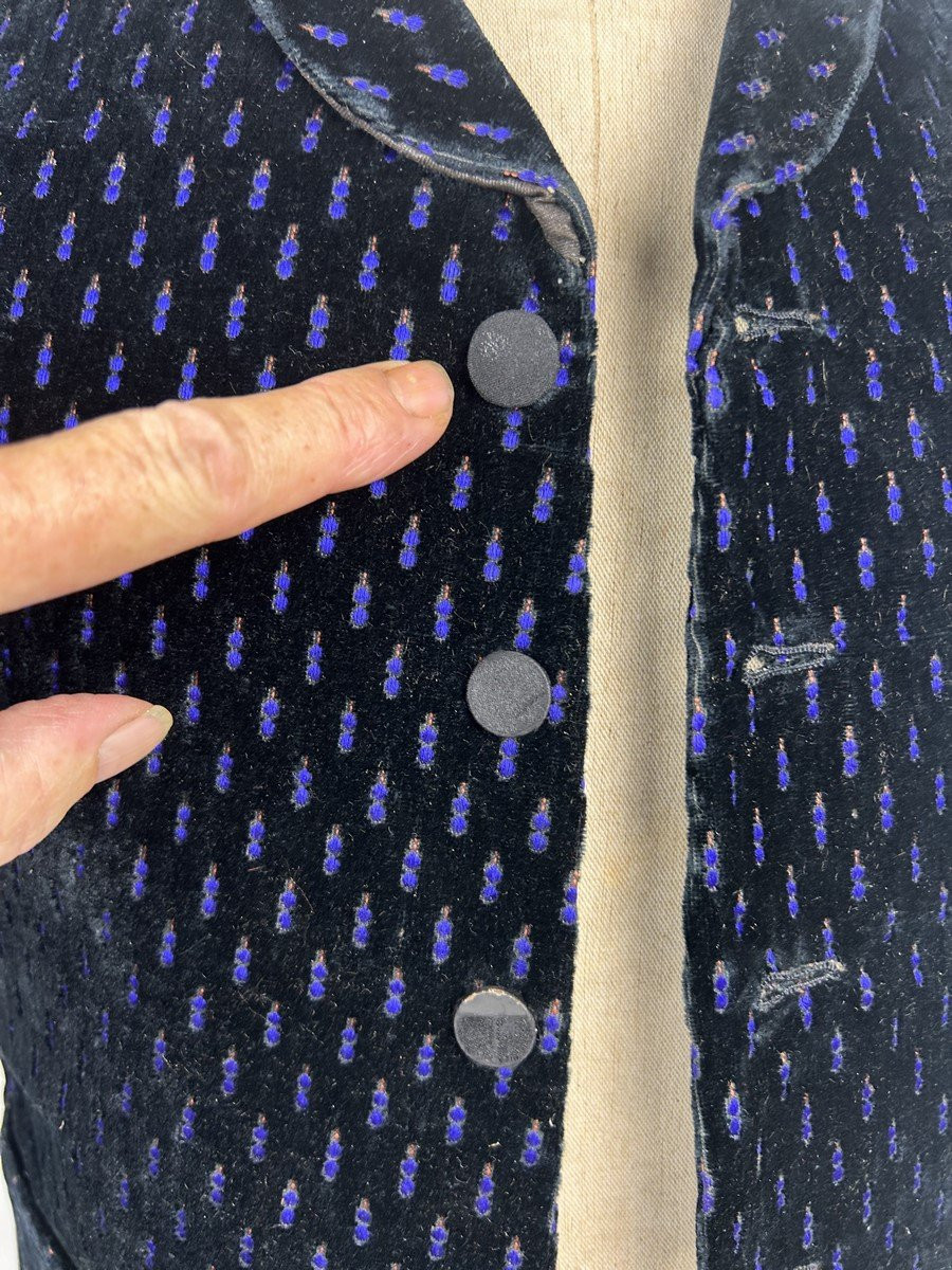 Miniature Brocaded Velvet Waistcoat Of An Elegant Man - France, Provence, Circa 1870-1890-photo-7