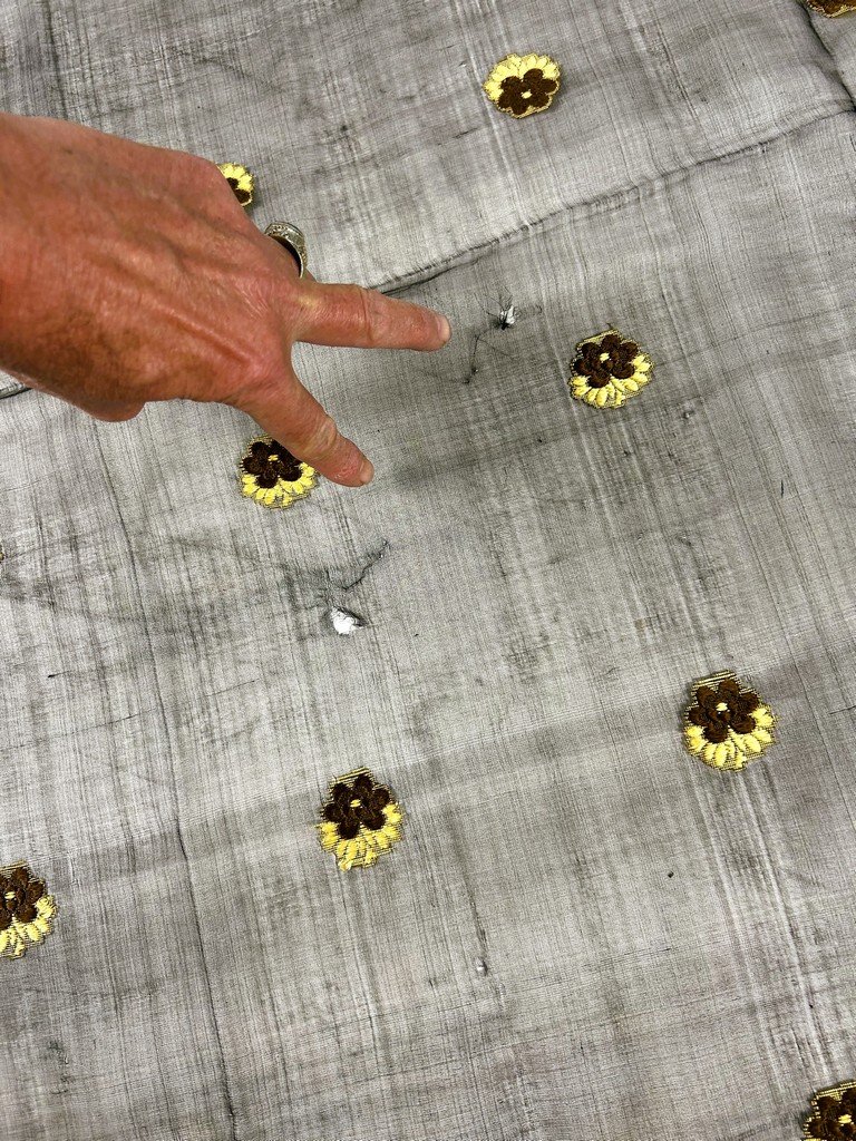 Grenadine Silk Shawl With Brocaded Patterns In Chamois And Gold - France, Circa 1860-photo-8