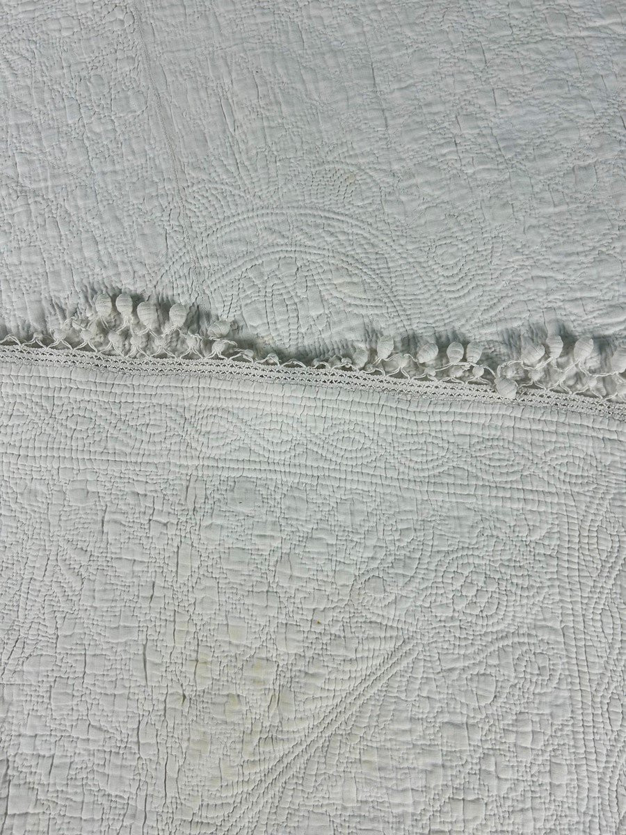 Small Boutstitched Wedding Quilt - Provence, First Empire Period, Circa 1810-photo-8