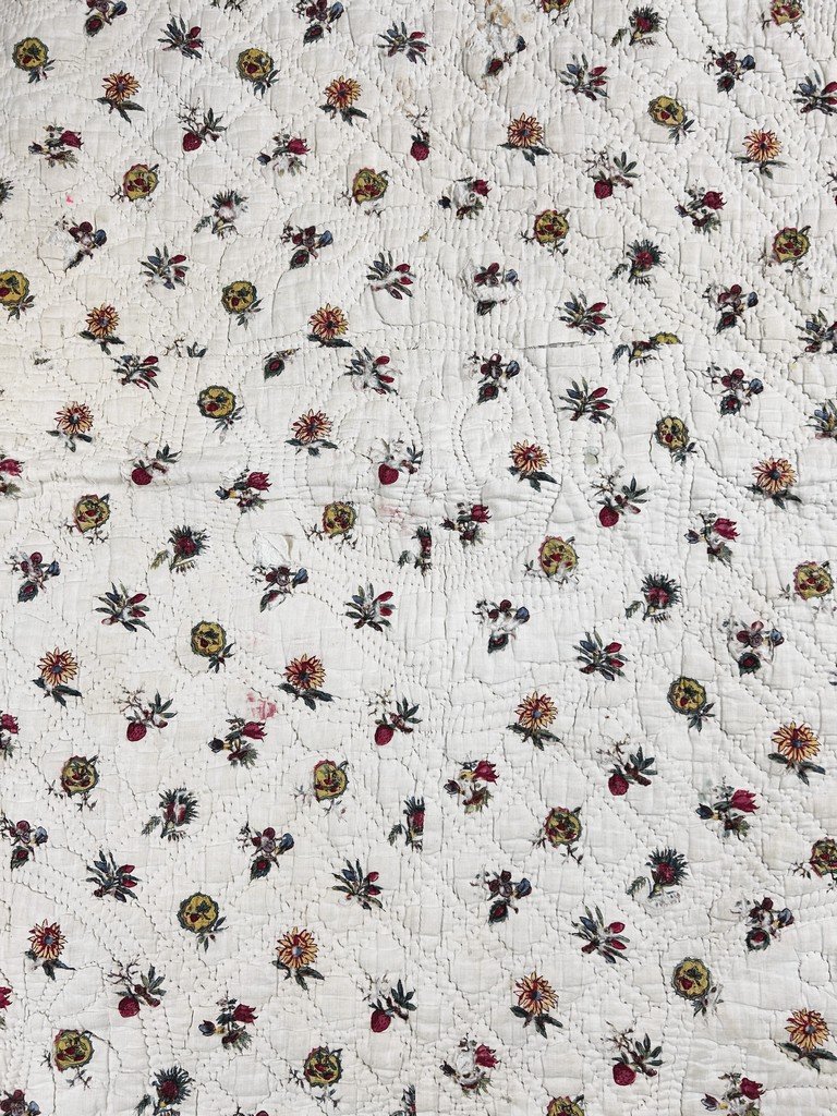 Courtepointe en Indienne à Herbiers - Alsace ou Jouy en Josas pour la Provence Circa 1780-photo-1