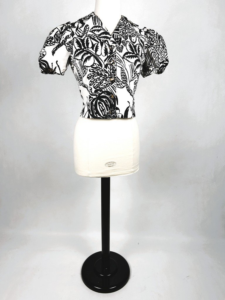Corsage en Toile de Tournon, Raoul Dufy pour Jacques Heim - France Circa 1940-photo-4