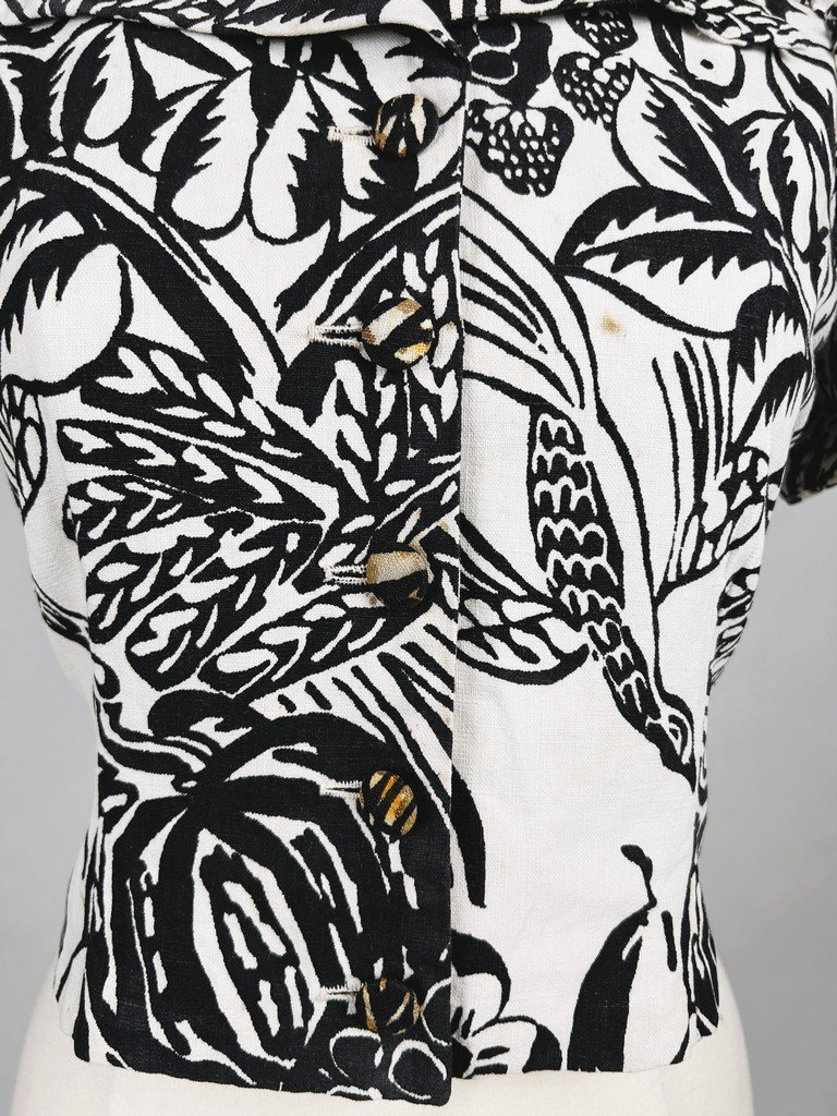 Corsage en Toile de Tournon, Raoul Dufy pour Jacques Heim - France Circa 1940-photo-1