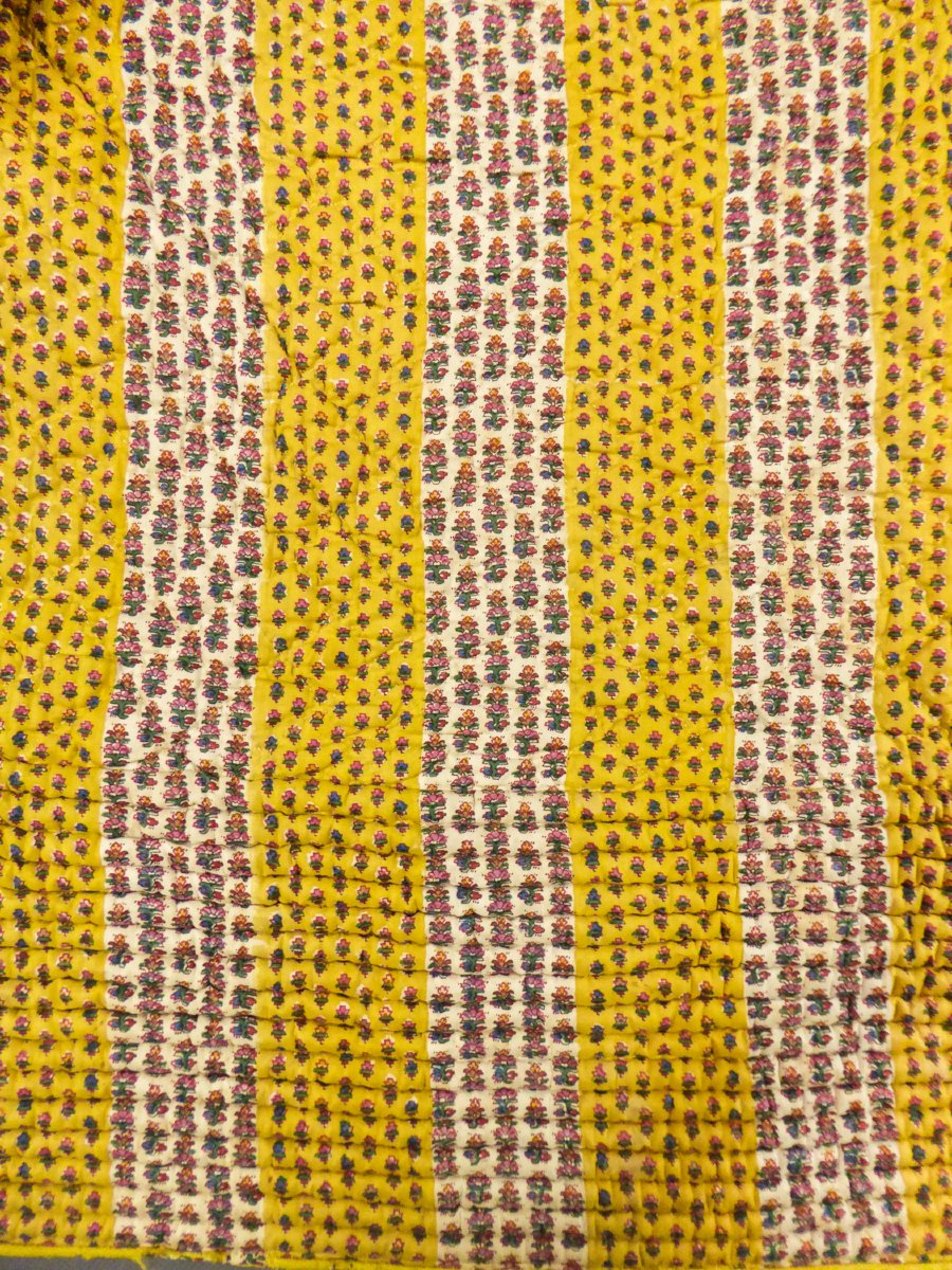 Quilted Skirt Or Petticoat In Indian Chevron Print - Provence, Circa 1860-photo-2