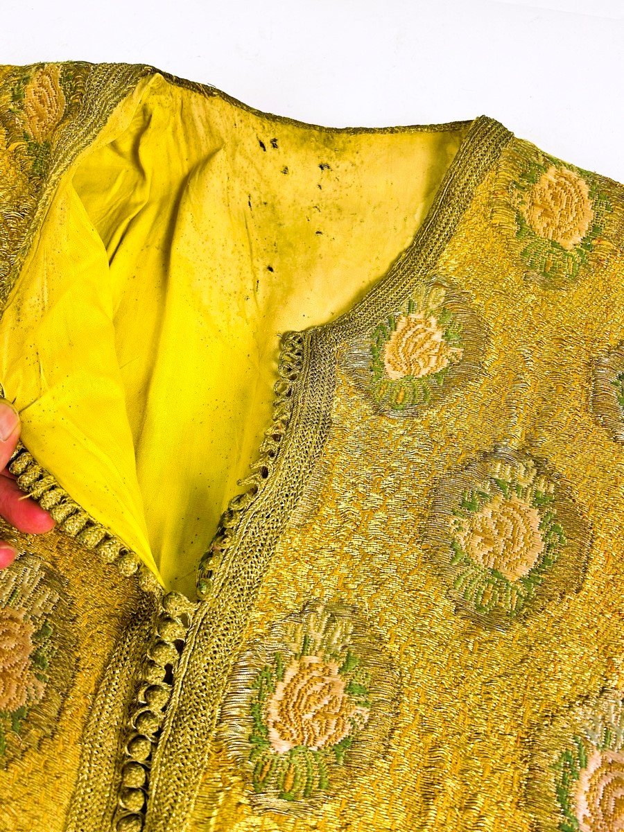 Kaftan de cérémonie de Fès en Brocart de fil d'or - Maroc XIXe siècle-photo-8