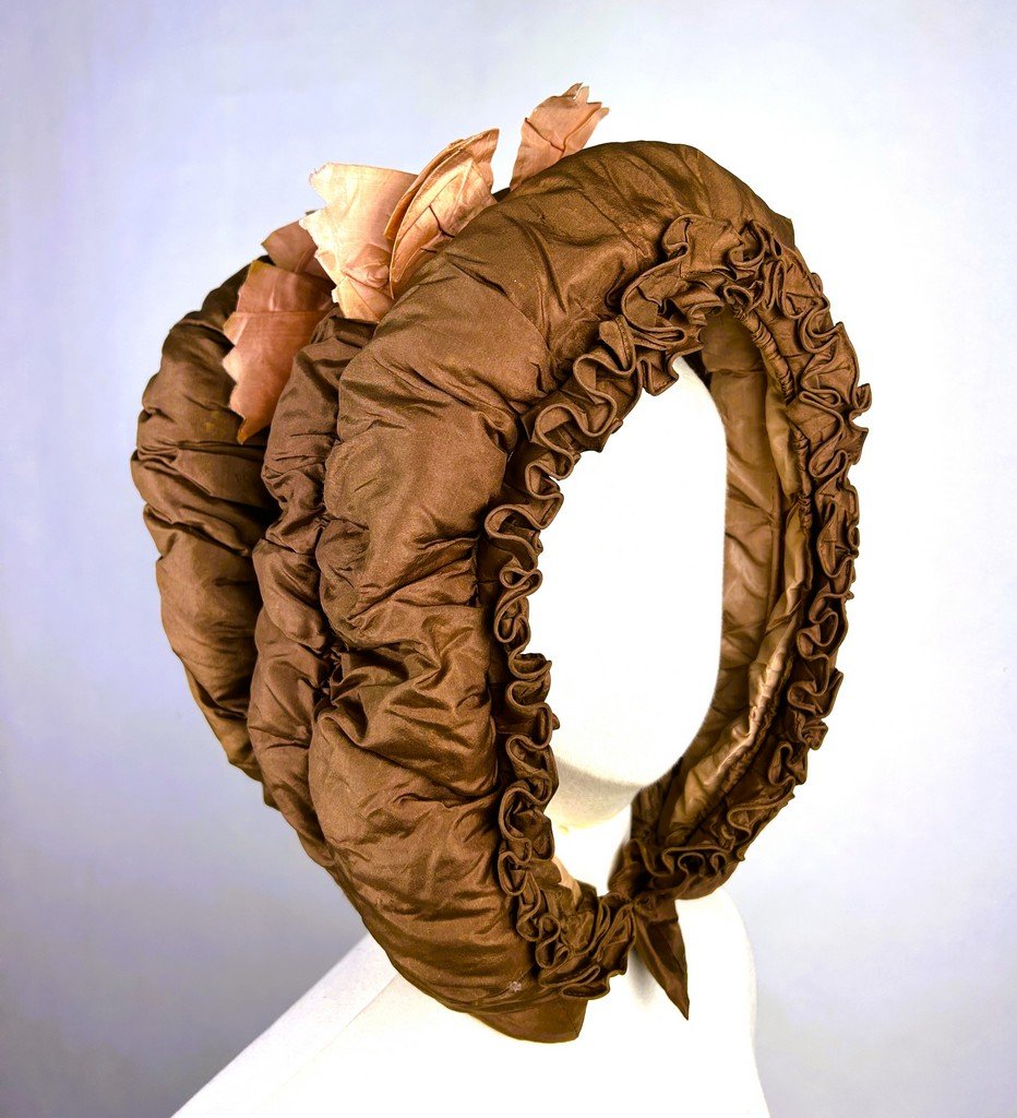 Calèche  en taffetas pour coiffure montée - Période Regency Angleterre fin XVIIIe siècle-photo-2