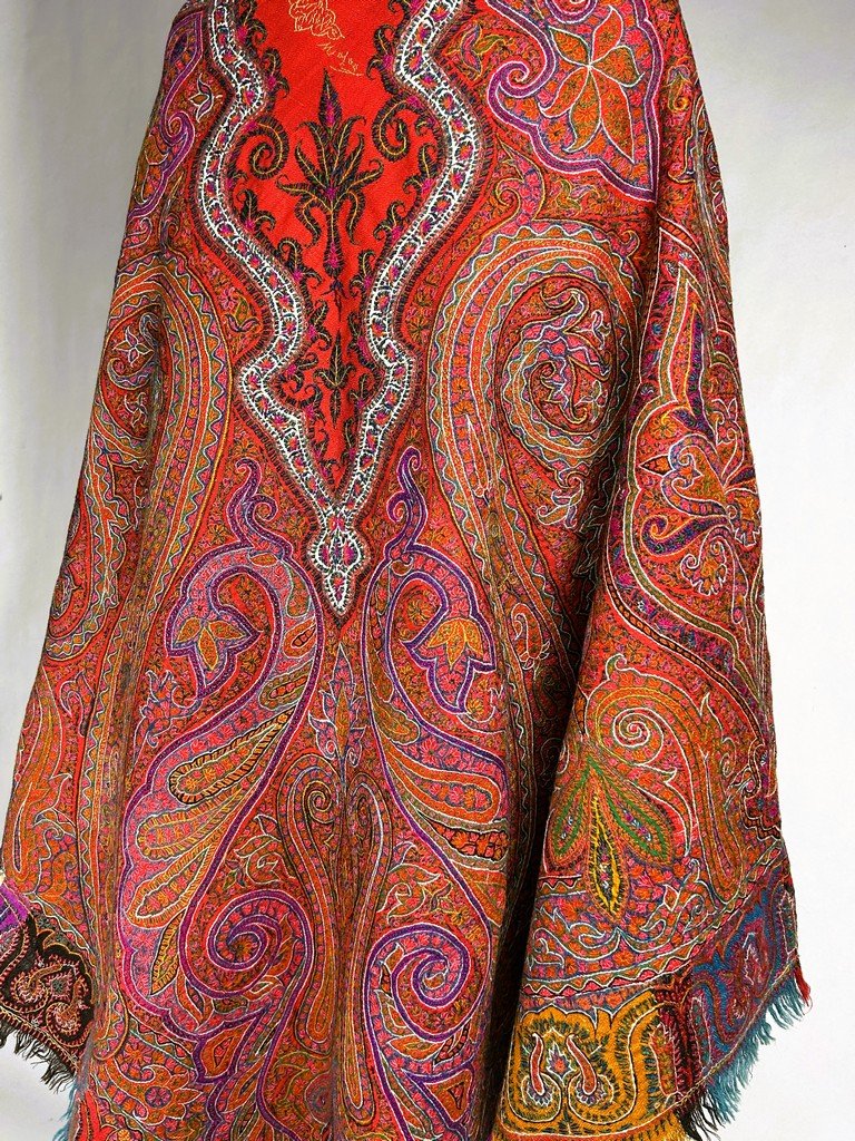 Embroidered Kashmiri Wool Shawl From India - India For Export To France, Circa 1880-photo-2