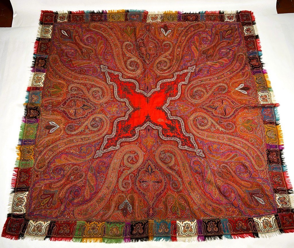 Embroidered Kashmiri Wool Shawl From India - India For Export To France, Circa 1880-photo-4