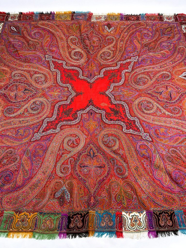 Embroidered Kashmiri Wool Shawl From India - India For Export To France, Circa 1880-photo-1