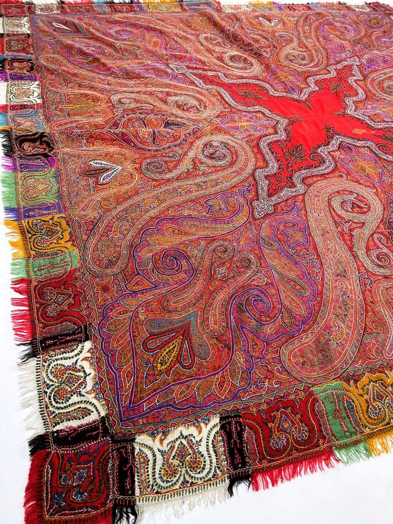 Embroidered Kashmiri Wool Shawl From India - India For Export To France, Circa 1880-photo-3