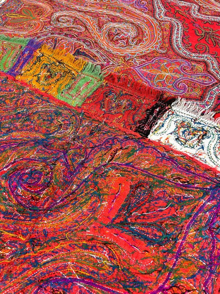 Embroidered Kashmiri Wool Shawl From India - India For Export To France, Circa 1880-photo-6