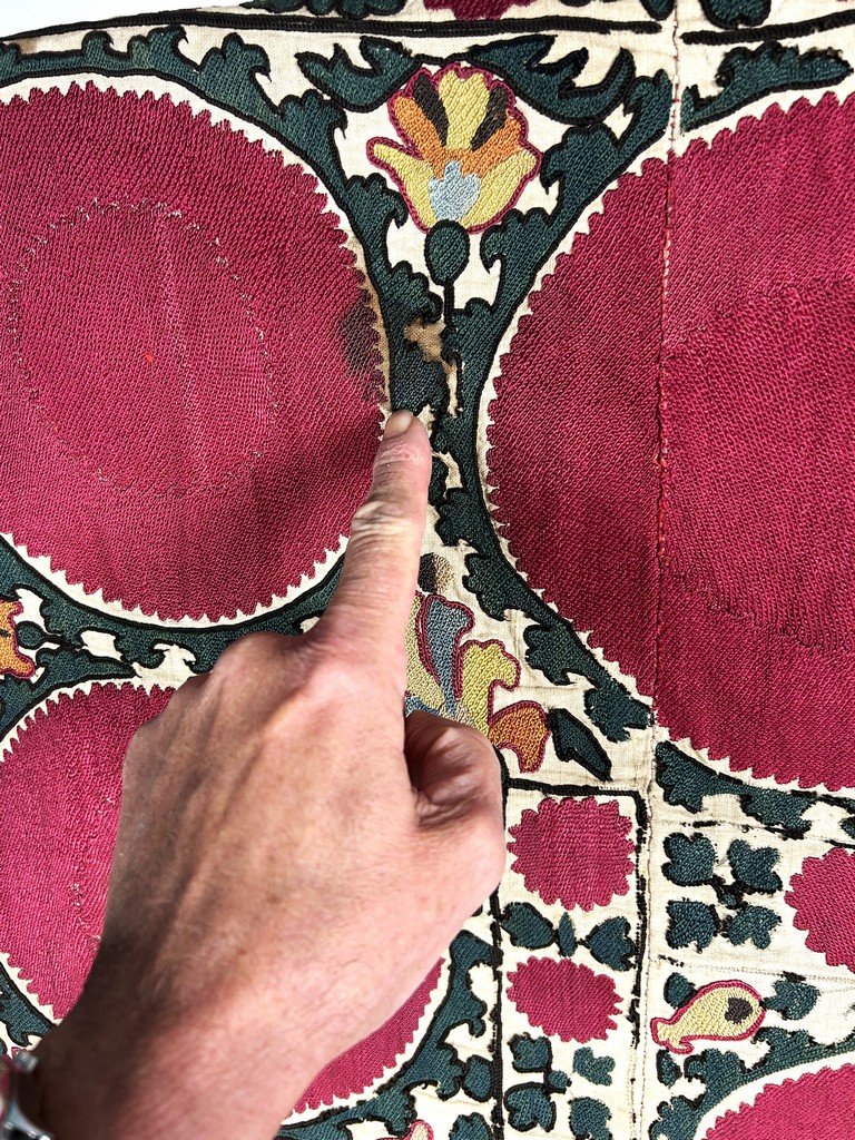 Tenture Suzani de Tashkent à broderies Oï Palak - Ouzbékistan Circa 1900-photo-8