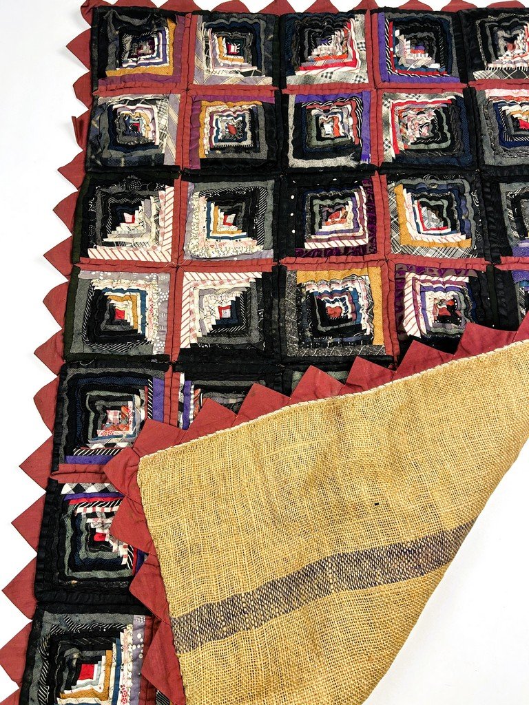 Mini Lattice Or Log Cabin Patchwork - United States, Late 19th Century-photo-6