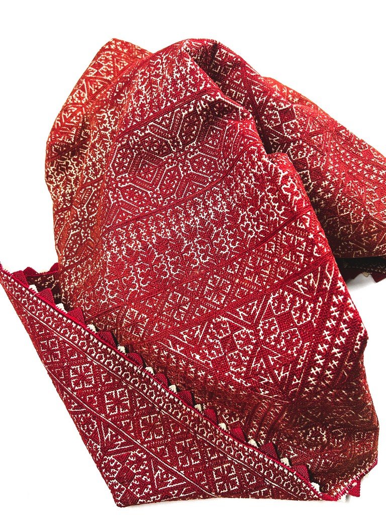 Dessus de coffre en Broderie de Fès et camaieu de rouge cochenille - Maroc Fin XIXe siècle -photo-6