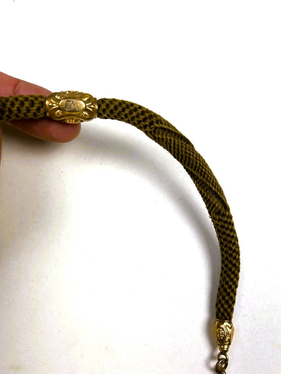 Chaine De Montre En Cheveux Tressés datée 1920-photo-3