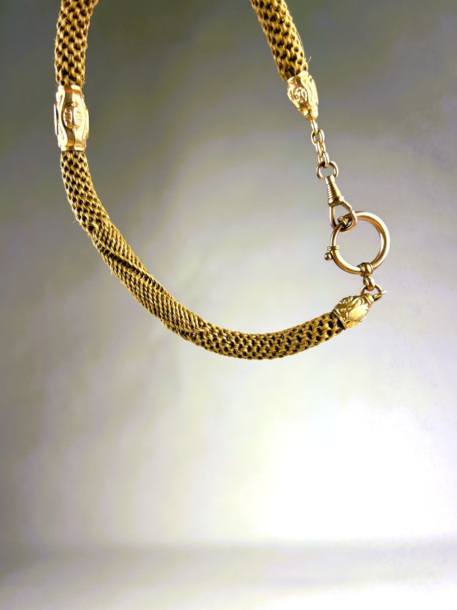 Chaine De Montre En Cheveux Tressés datée 1920-photo-6
