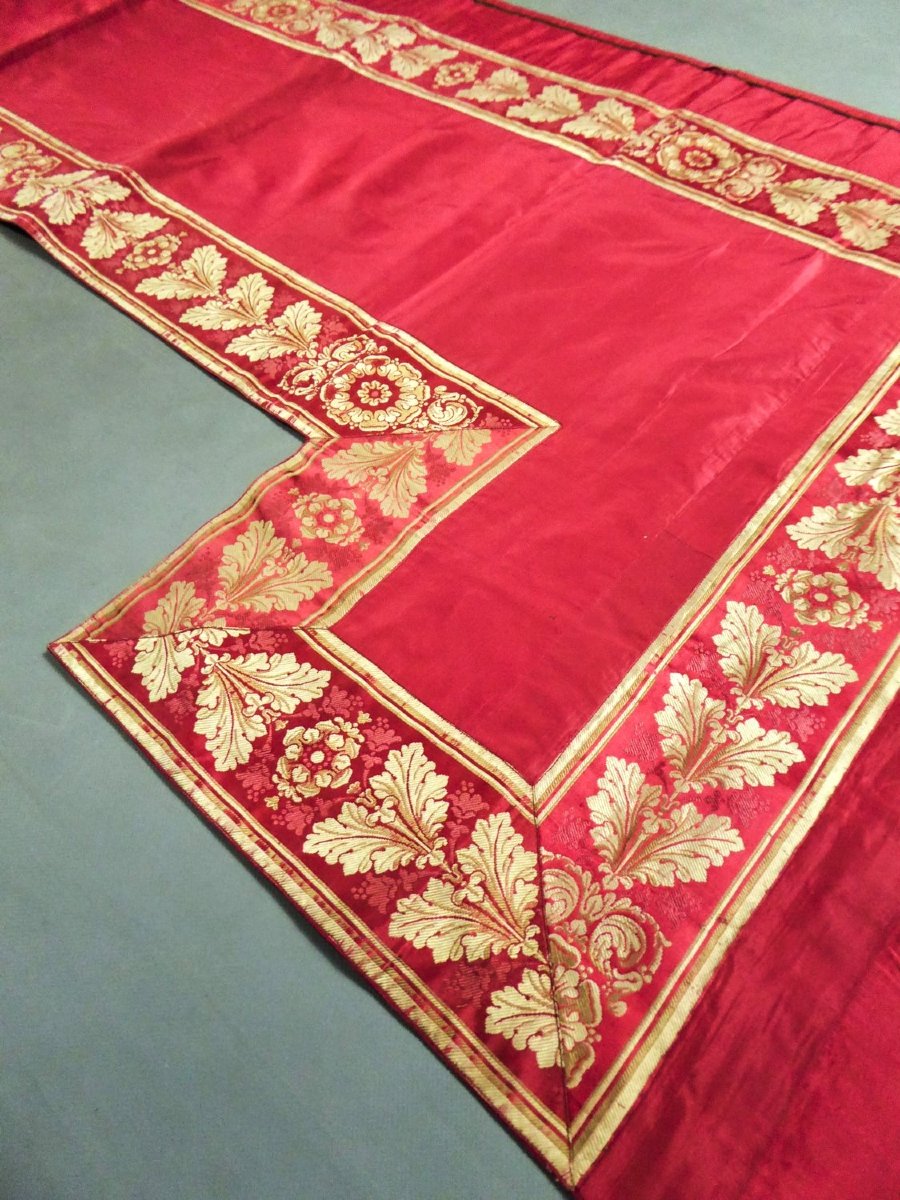  Two Taffeta Valances With Empire/restoration Woven Silk Borders, Circa 1820-photo-2