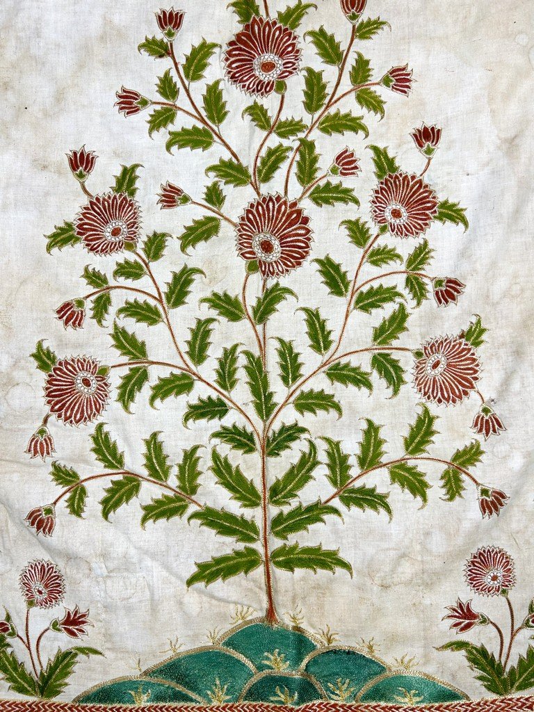 Tenture Moghole à l'arbre de vie - Indes Gujarat début XXe siècle-photo-3