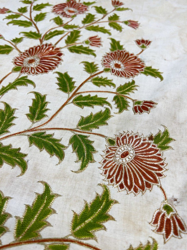 Tenture Moghole à l'arbre de vie - Indes Gujarat début XXe siècle-photo-4