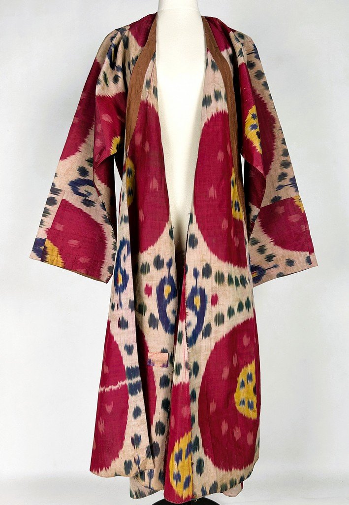 Manteau Chapan en Ikat de soie nommé Abra - Ouzbékistan Boukhara Circa 1900-photo-3