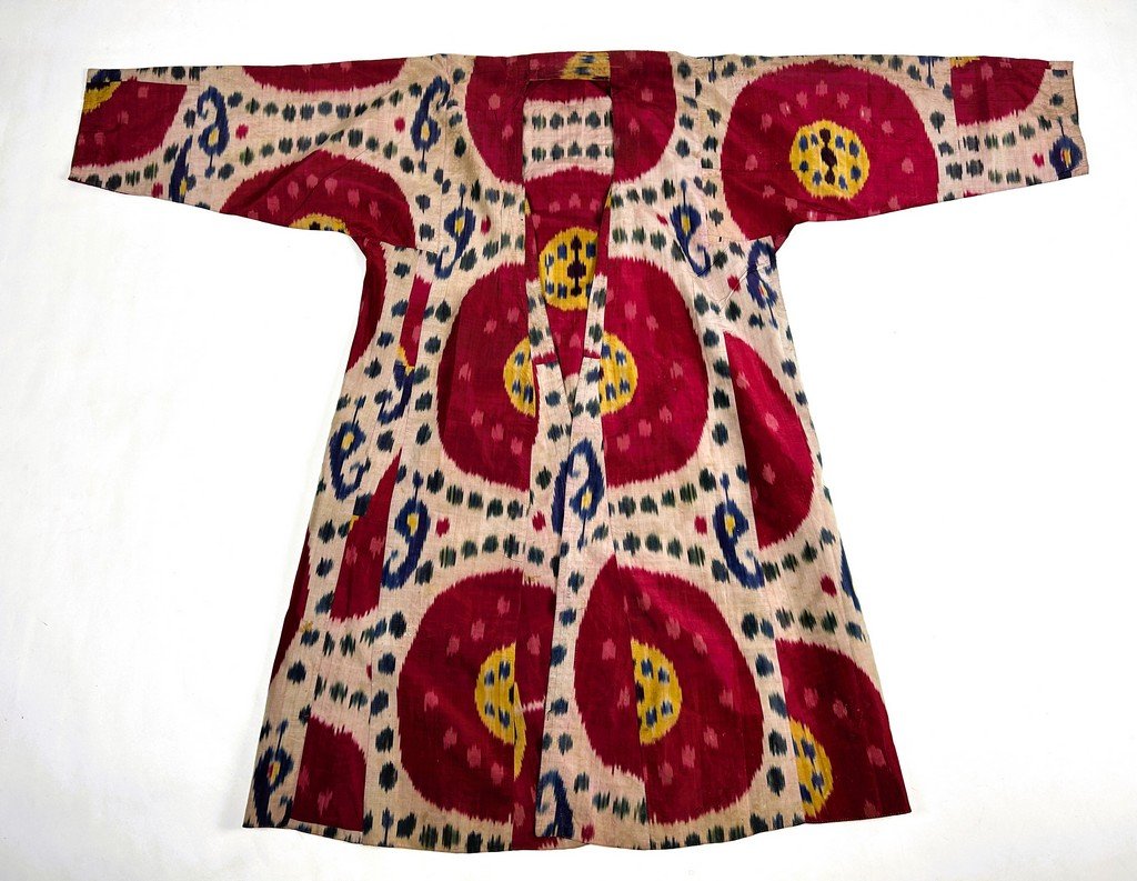 Manteau Chapan en Ikat de soie nommé Abra - Ouzbékistan Boukhara Circa 1900-photo-4