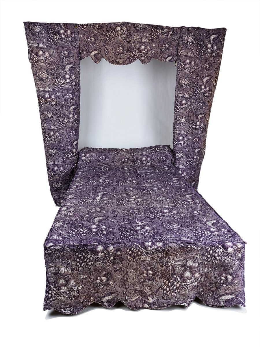 Quilt, Slants And Valance In Printed Mulhouse Linen, Circa 1835-photo-2