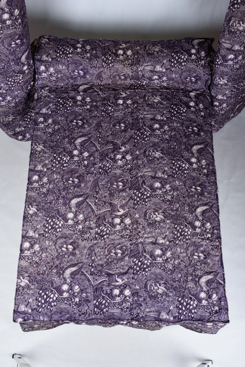 Quilt, Slants And Valance In Printed Mulhouse Linen, Circa 1835-photo-3