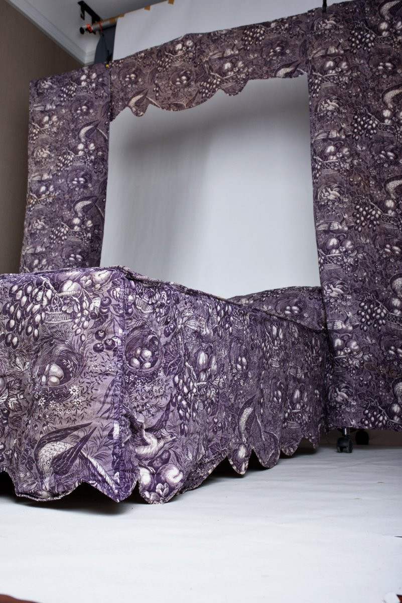 Quilt, Slants And Valance In Printed Mulhouse Linen, Circa 1835-photo-4