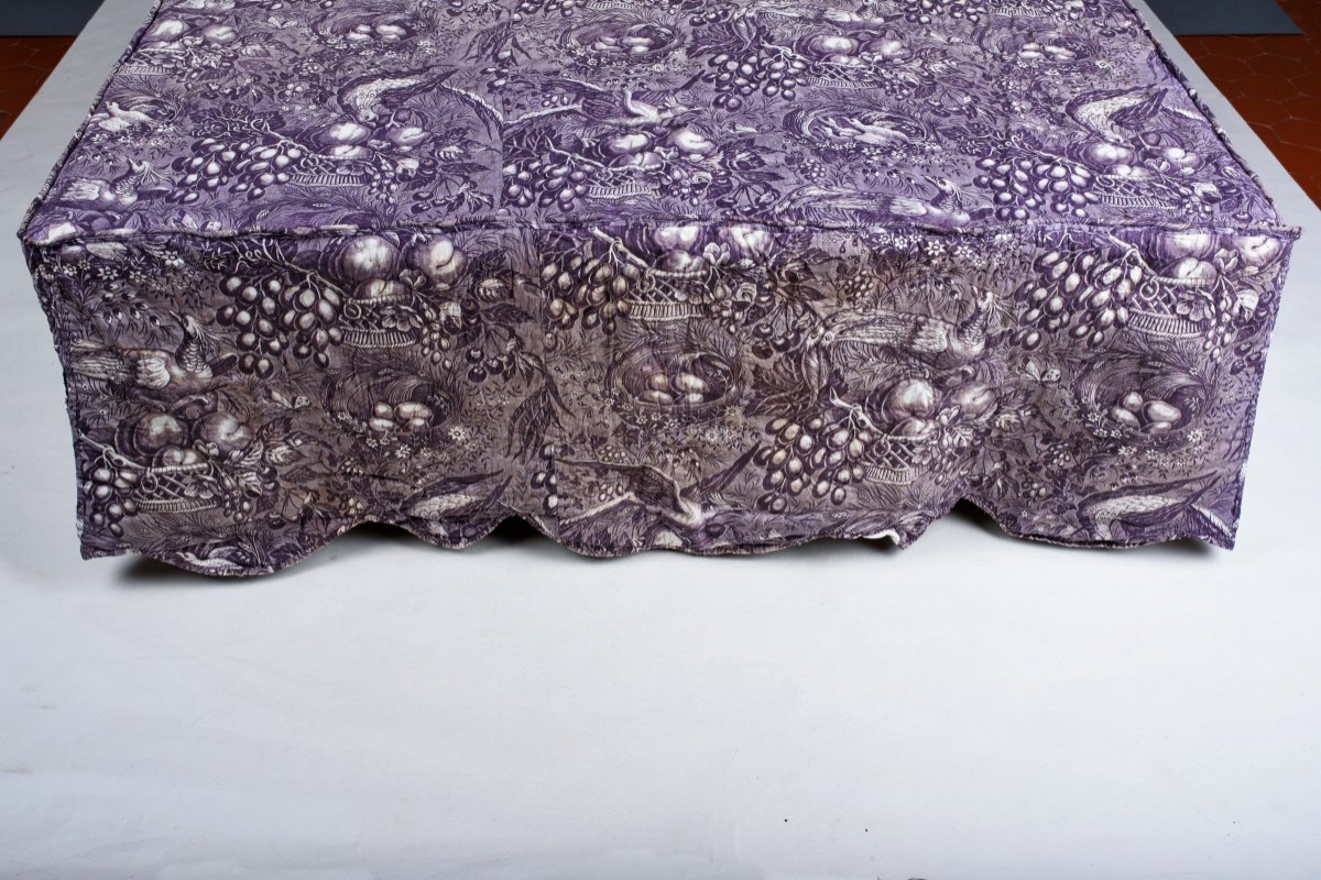 Quilt, Slants And Valance In Printed Mulhouse Linen, Circa 1835-photo-1
