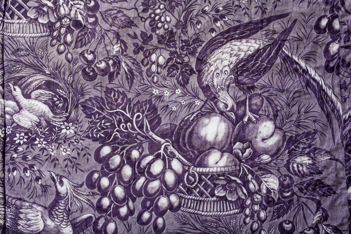 Quilt, Slants And Valance In Printed Mulhouse Linen, Circa 1835-photo-3