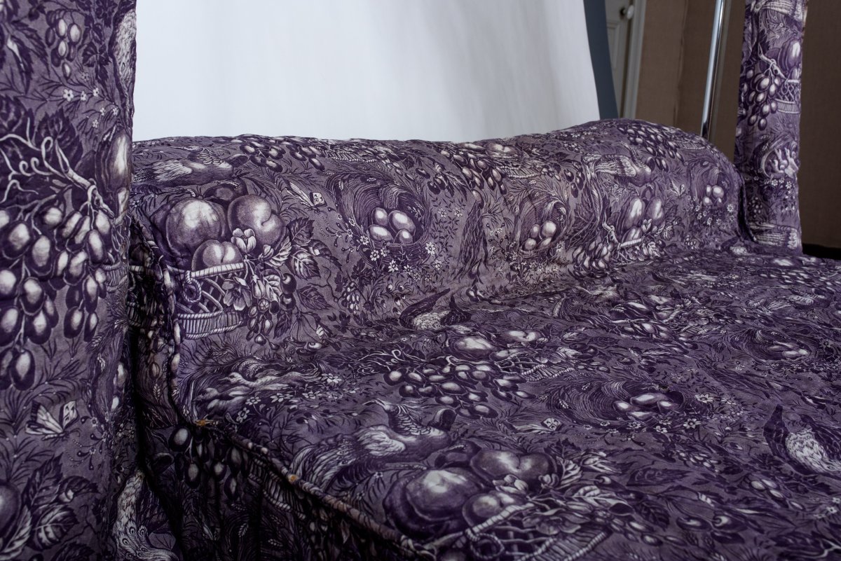 Quilt, Slants And Valance In Printed Mulhouse Linen, Circa 1835-photo-8