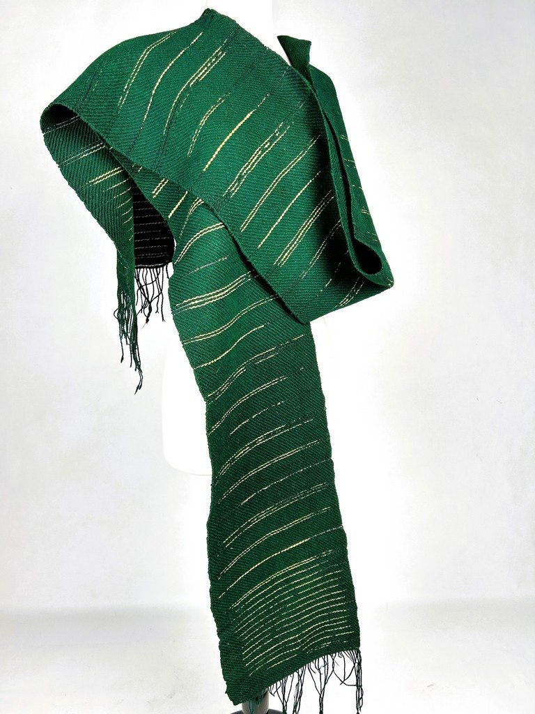 Long Berber Wool Scarf Or Belt Woven In Bras - Tunisia About 1960-photo-3