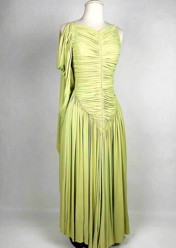 Robe du soir de Madame Grès (attribuée à) en jersey vert céladon - Paris Circa 1935-1940