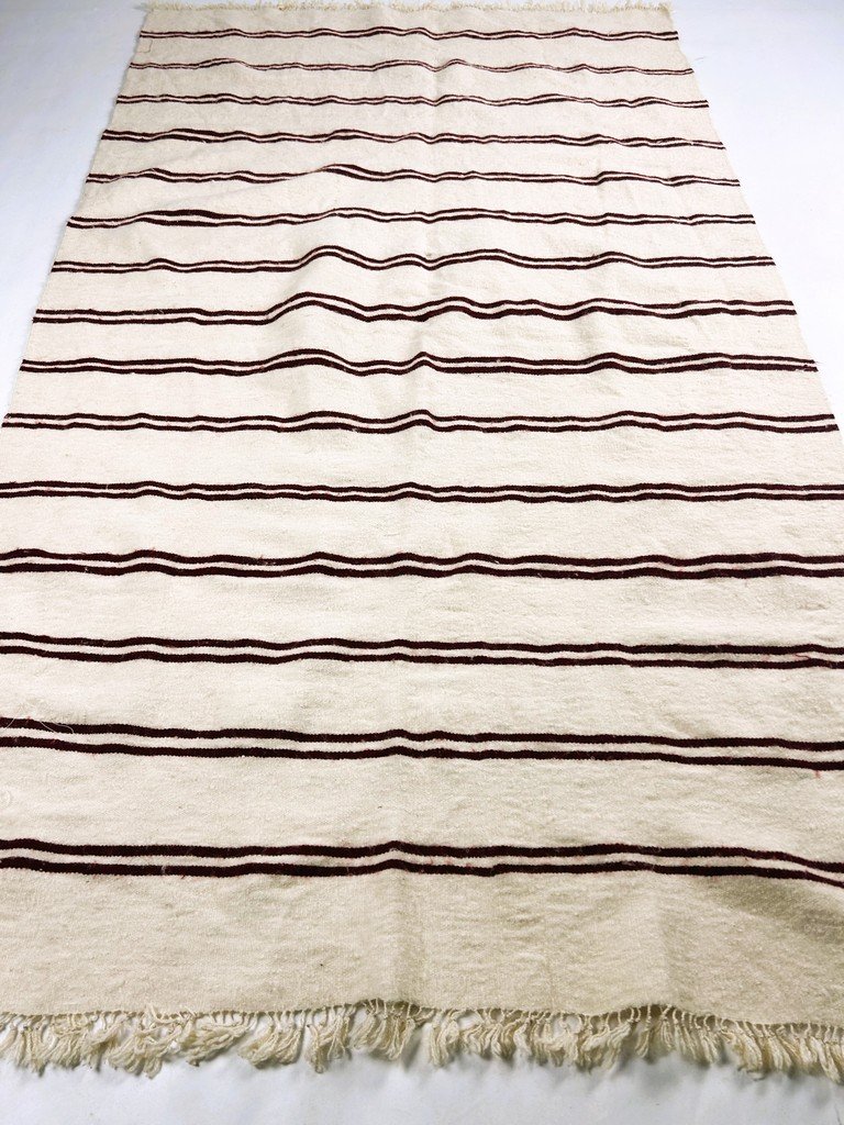 Berber Shawl Or Plaid In Arm-woven Sheep Wool - Southern Tunisia Circa 1970-80-photo-1