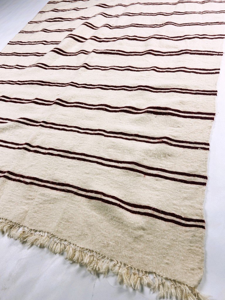 Berber Shawl Or Plaid In Arm-woven Sheep Wool - Southern Tunisia Circa 1970-80-photo-3