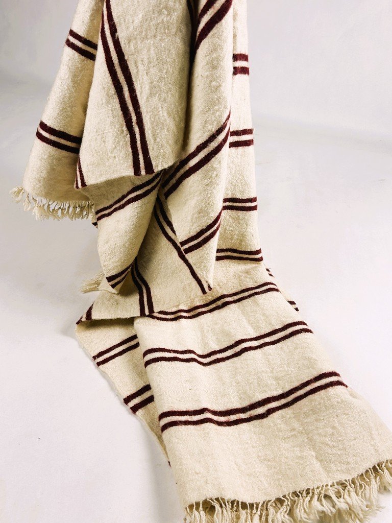 Berber Shawl Or Plaid In Arm-woven Sheep Wool - Southern Tunisia Circa 1970-80-photo-6