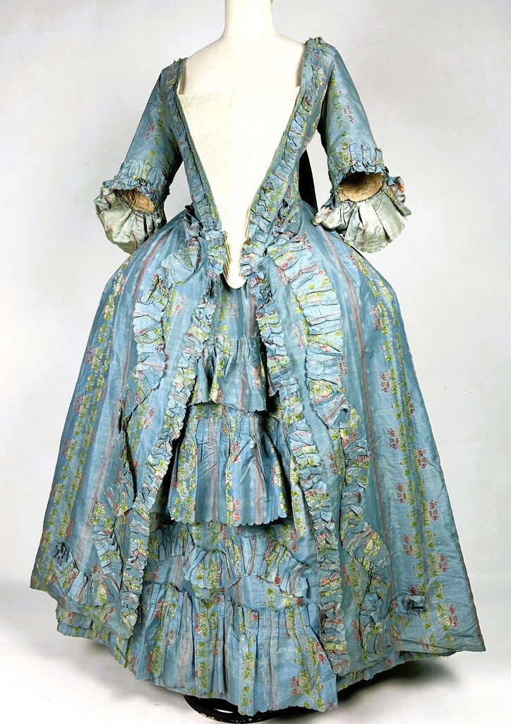 French Dress In Blue Edged Taffeta Nattier - France Circa 1780-photo-1